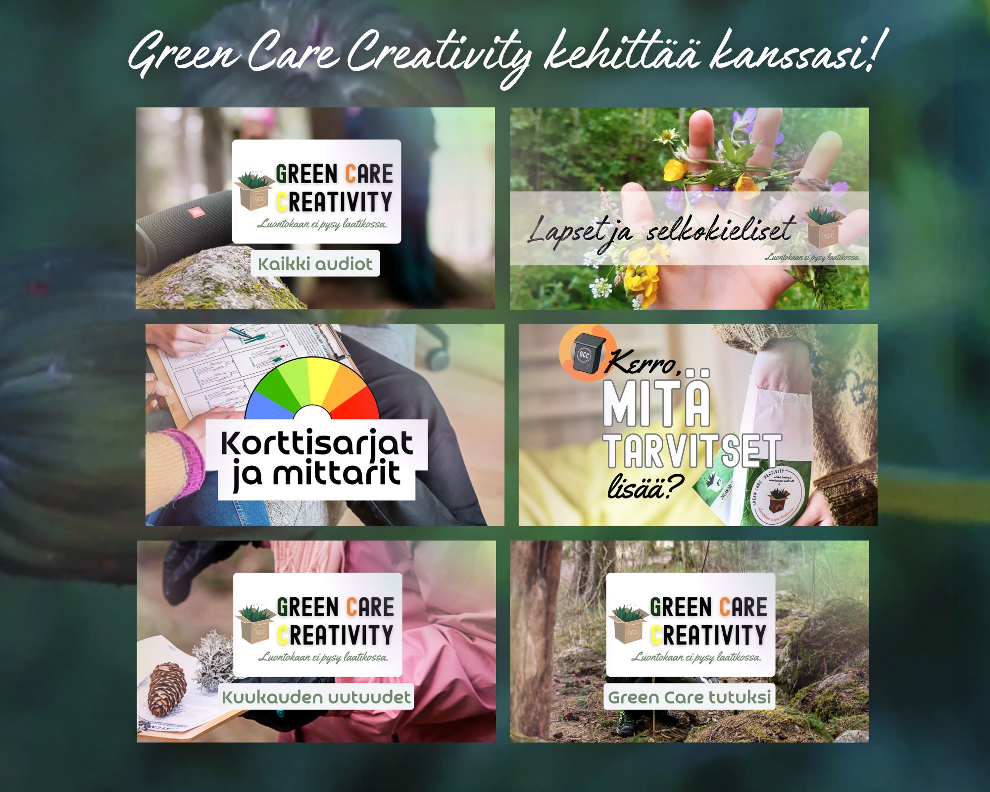 Green care creativityn luontoteemaiset harjoitteet kehittyvät myös käyttäjien toiveiden pohjalta.