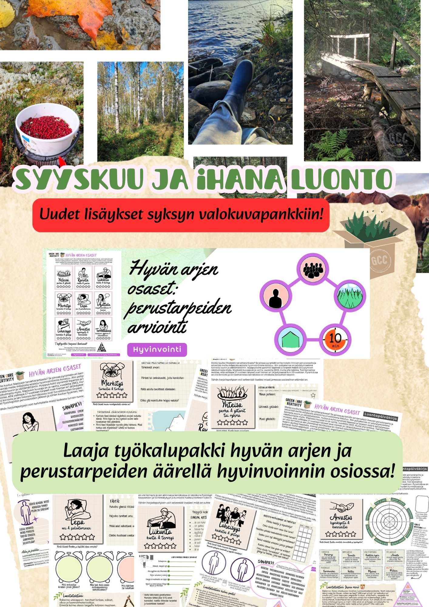 Luontoharjoitteiden uutuuksia Green Care Creativityssa.
