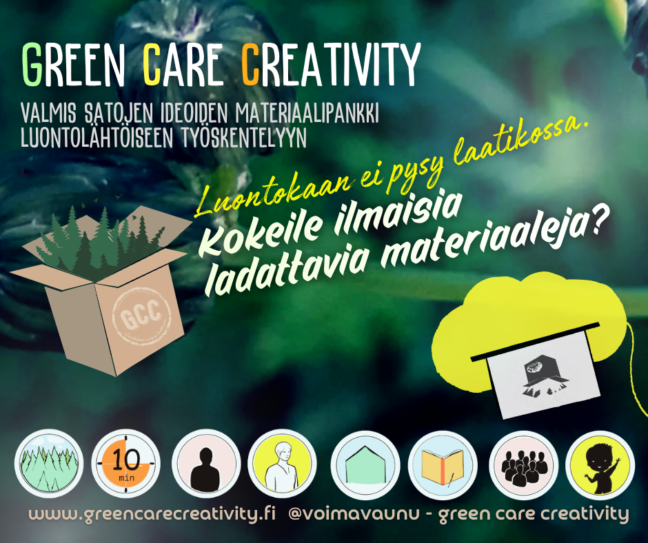 Luontolähtöiset työskentelymateriaalit Green Care Creativitylta.